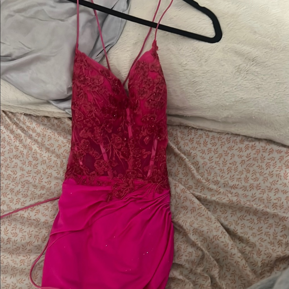 Fashion Nova Hot Pink Lace Dress